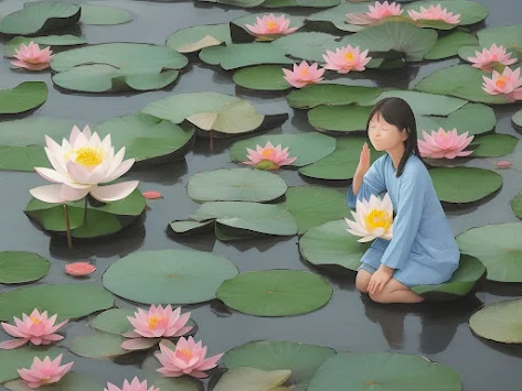 DreamShaper_v5_A_calm_person_practicing_mindfulness_meditatio_3 Live Like a Lotus Leaf  (Untouched by the Water of Desires)